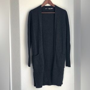 Athleta Passage Open Front Cardigan Duster Charcoal 100% Merino Extra Fi…
